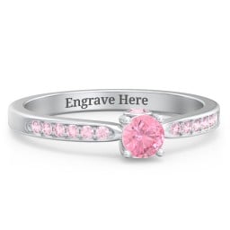 1/4 ct. Round Gemstone Peek-A-Boo Engagement Ring with Side Accent Stones