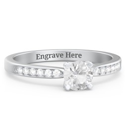 1/2 ct. Round Gemstone Engagement Ring with Side Accent Stones