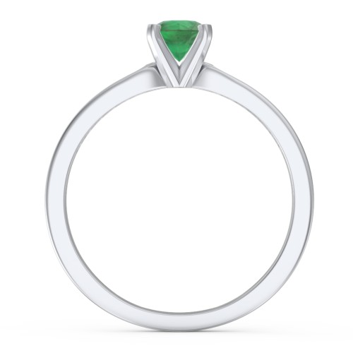 1/2 ct. Round Gemstone Engagement Ring with Side Accent Stones – Sterling Silver with Emerald and Green Premium Zirconia