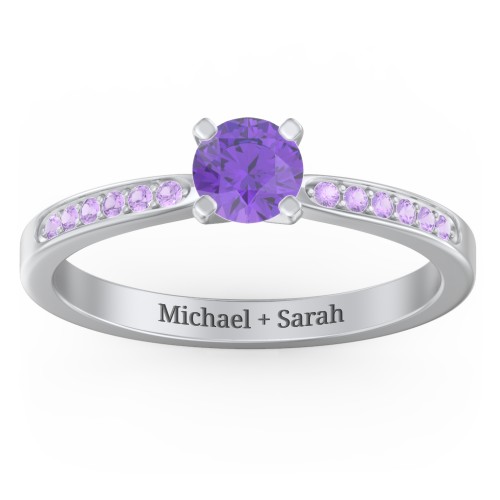 1/2 ct. Round Gemstone Engagement Ring with Side Accent Stones