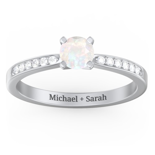 1/2 ct. Round Gemstone Engagement Ring with Side Accent Stones
