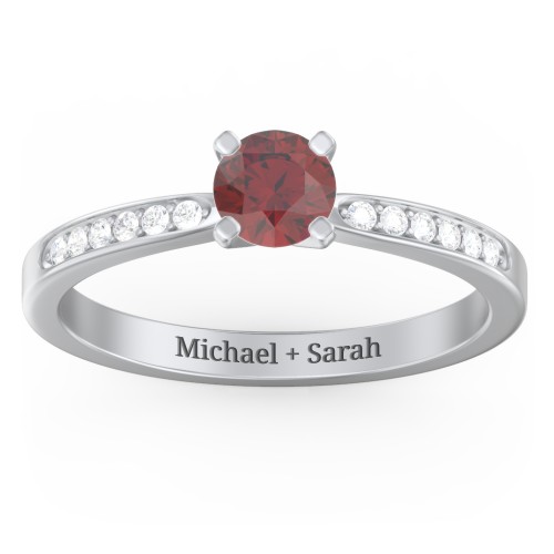 1/2 ct. Round Gemstone Engagement Ring with Side Accent Stones