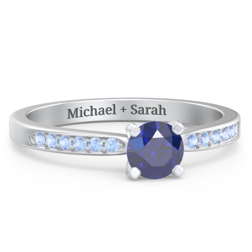 1/2 ct. Round Gemstone Engagement Ring with Side Accent Stones