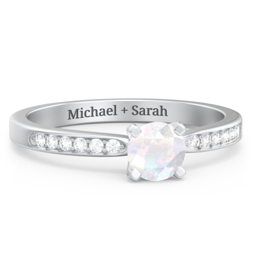 1/2 ct. Round Gemstone Engagement Ring with Side Accent Stones