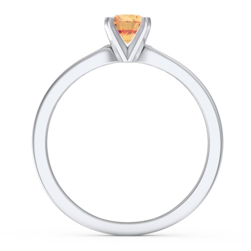 1/2 ct. Round Gemstone Engagement Ring with Side Accent Stones – Sterling Silver with Citrine and White Premium Zirconia