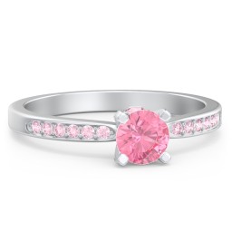 1/2 ct. Round Gemstone Peek-A-Boo Engagement Ring with Side Accent Stones