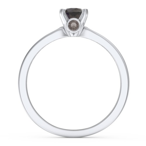 1/2 ct. Round Gemstone Peek-A-Boo Engagement Ring with Side Accent Stones – Sterling Silver with Smokey Quartz and Black Premium Zirconia