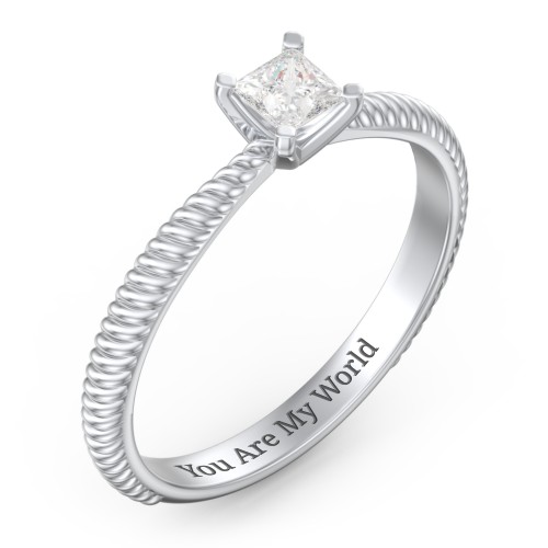 1/4 ct. Princess Gemstone Engagement Ring with Twisted Rope Band