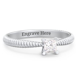 1/4 ct. Princess Gemstone Engagement Ring with Twisted Rope Band in 925 Sterling Silver with White Premium Zirconia