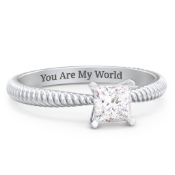 1/2 ct. Princess Gemstone Engagement Ring with Twisted Rope Band in 925 Sterling Silver with Lab Diamond