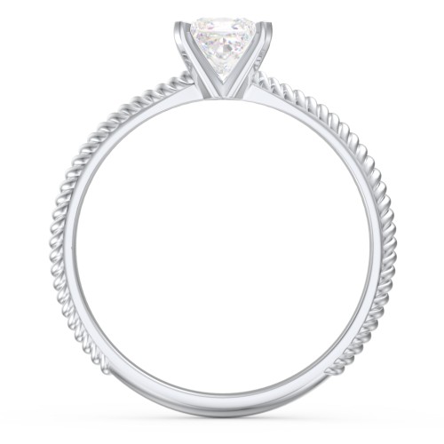 1/2 ct. Princess Gemstone Engagement Ring with Twisted Rope Band – Sterling Silver with Lab Diamond
