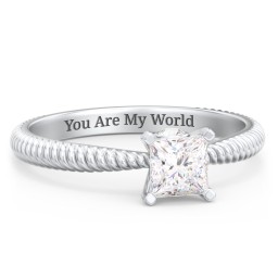 1/2 ct. Princess Gemstone Peek-A-Boo Engagement Ring with Twisted Rope Band