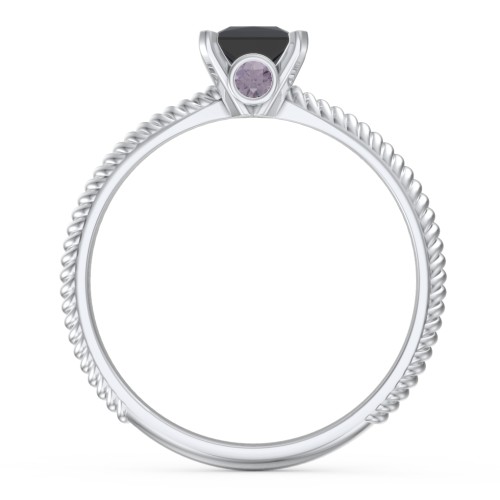1/2 ct. Princess Gemstone Peek-A-Boo Engagement Ring with Twisted Rope Band