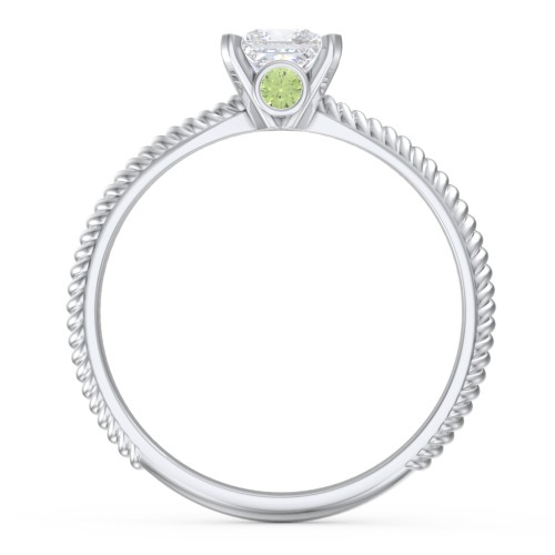 1/2 ct. Princess Gemstone Peek-A-Boo Engagement Ring with Twisted Rope Band