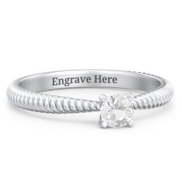 1/4 ct. Round Gemstone Engagement Ring with Twisted Rope Band