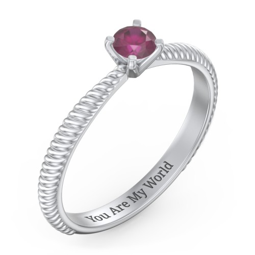 1/4 ct. Round Gemstone Engagement Ring with Twisted Rope Band