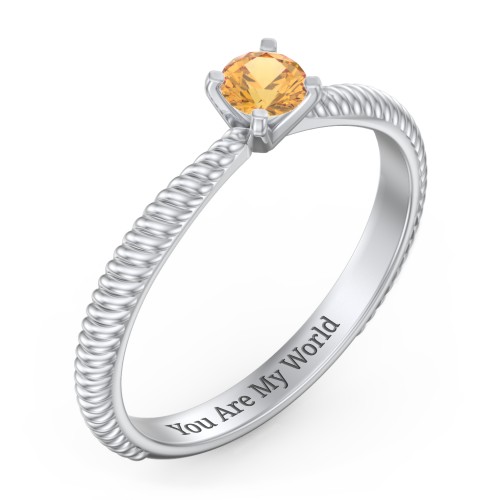 1/4 ct. Round Gemstone Engagement Ring with Twisted Rope Band