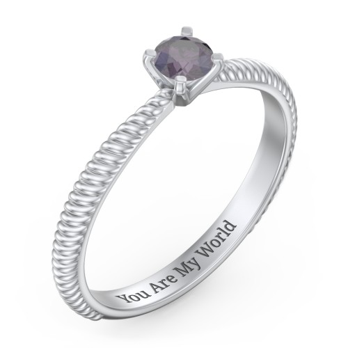 1/4 ct. Round Gemstone Engagement Ring with Twisted Rope Band