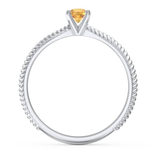 1/4 ct. Round Gemstone Engagement Ring with Twisted Rope Band
