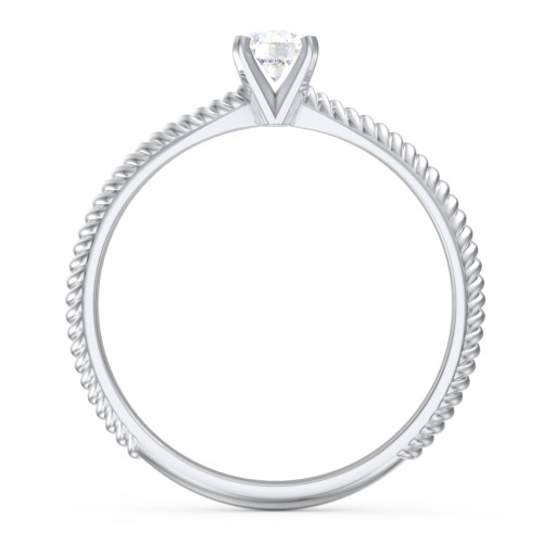 1/4 ct. Round Gemstone Engagement Ring with Twisted Rope Band – Sterling Silver with White Sapphire