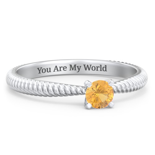 1/4 ct. Round Gemstone Engagement Ring with Twisted Rope Band