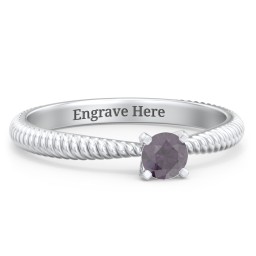 1/4 ct. Round Gemstone Engagement Ring with Twisted Rope Band in 925 Sterling Silver with Alexandrite