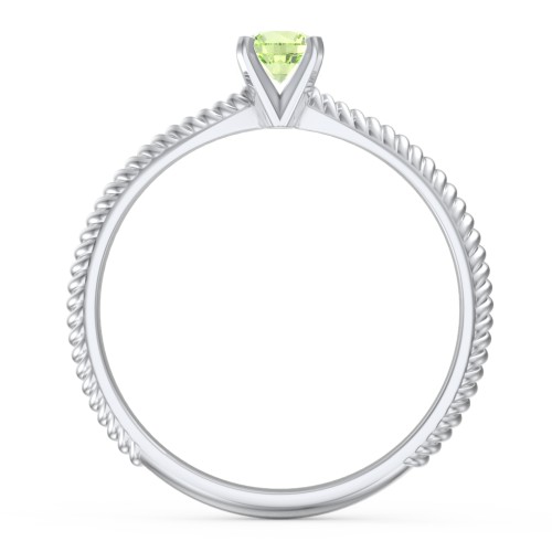 1/4 ct. Round Gemstone Engagement Ring with Twisted Rope Band – Sterling Silver with Peridot