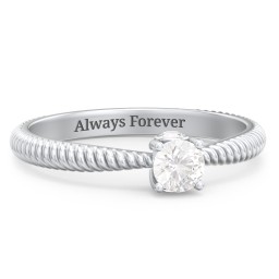 1/4 ct. Round Gemstone Peek-A-Boo Engagement Ring with Twisted Rope Band