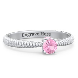 1/4 ct. Round Gemstone Peek-A-Boo Engagement Ring with Twisted Rope Band