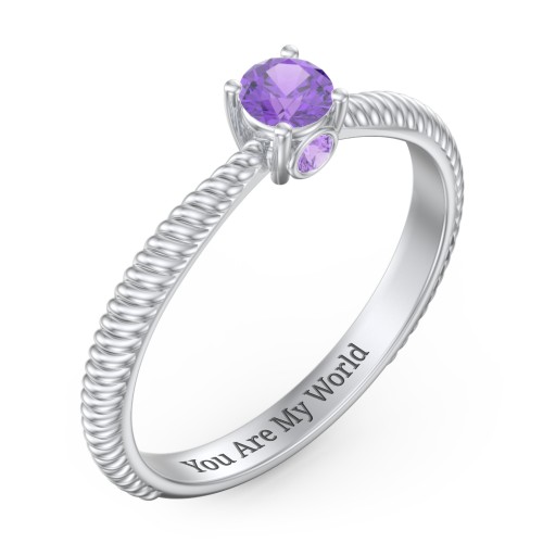 1/4 ct. Round Gemstone Peek-A-Boo Engagement Ring with Twisted Rope Band
