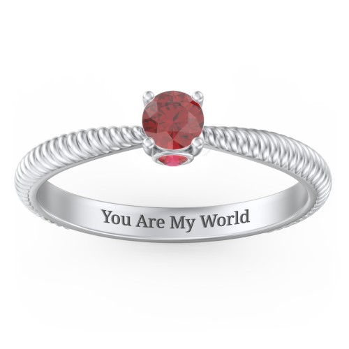 1/4 ct. Round Gemstone Peek-A-Boo Engagement Ring with Twisted Rope Band