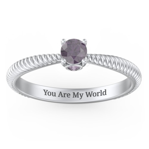1/4 ct. Round Gemstone Peek-A-Boo Engagement Ring with Twisted Rope Band