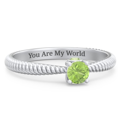 1/4 ct. Round Gemstone Peek-A-Boo Engagement Ring with Twisted Rope Band