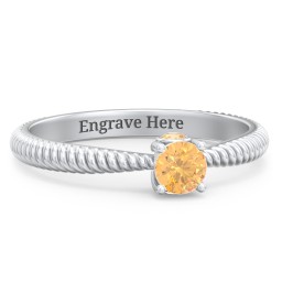 1/4 ct. Round Gemstone Peek-A-Boo Engagement Ring with Twisted Rope Band in 925 Sterling Silver with Citrine
