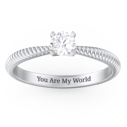 1/3 ct. Round Gemstone Engagement Ring with Twisted Rope Band