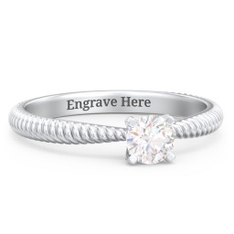 1/3 ct. Round Gemstone Engagement Ring with Twisted Rope Band in 925 Sterling Silver with White Premium Zirconia