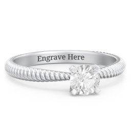 1/2 ct. Round Gemstone Engagement Ring with Twisted Rope Band