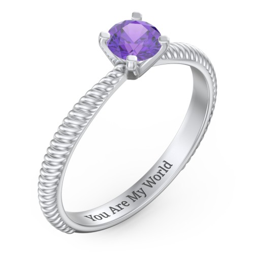 1/2 ct. Round Gemstone Engagement Ring with Twisted Rope Band