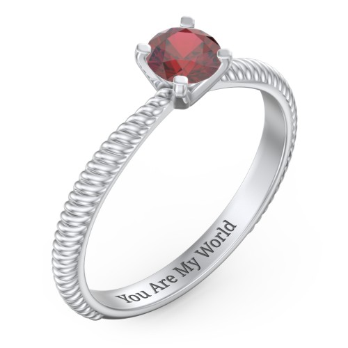 1/2 ct. Round Gemstone Engagement Ring with Twisted Rope Band