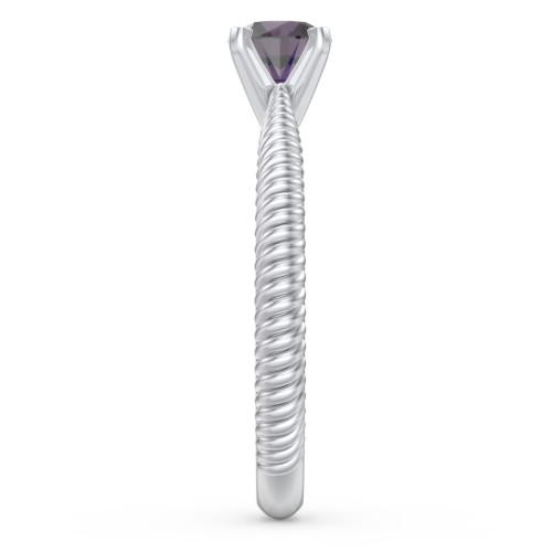 1/2 ct. Round Gemstone Engagement Ring with Twisted Rope Band