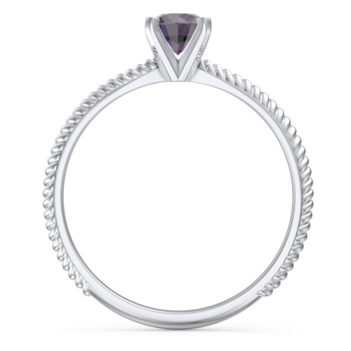 1/2 ct. Round Gemstone Engagement Ring with Twisted Rope Band