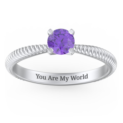 1/2 ct. Round Gemstone Engagement Ring with Twisted Rope Band