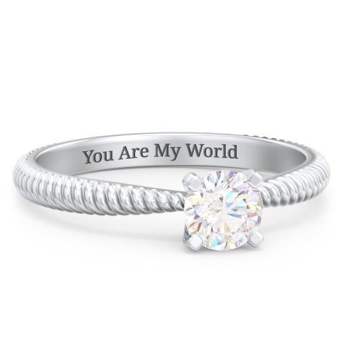 1/2 ct. Round Gemstone Engagement Ring with Twisted Rope Band