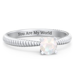 1/2 ct. Round Gemstone Engagement Ring with Twisted Rope Band in 925 Sterling Silver with Opal