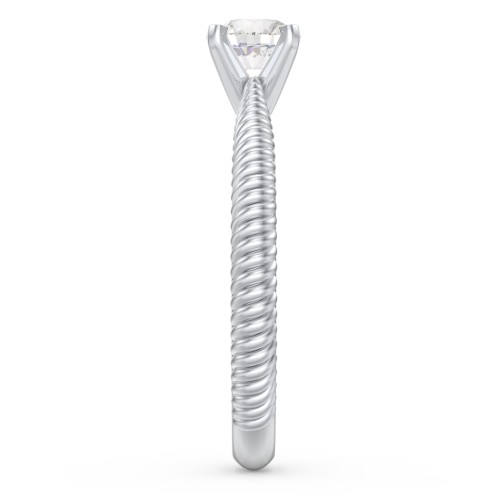 1/2 ct. Round Gemstone Engagement Ring with Twisted Rope Band – Sterling Silver with Cubic Zirconia