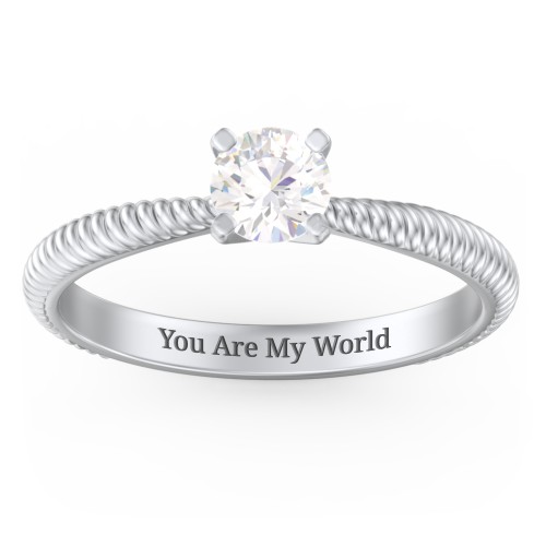 1/2 ct. Round Gemstone Engagement Ring with Twisted Rope Band – Sterling Silver with Cubic Zirconia