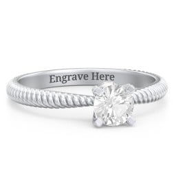 1/2 ct. Round Gemstone Peek-A-Boo Engagement Ring with Twisted Rope Band