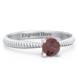 1/2 ct. Round Gemstone Peek-A-Boo Engagement Ring with Twisted Rope Band in 925 Sterling Silver with Garnet