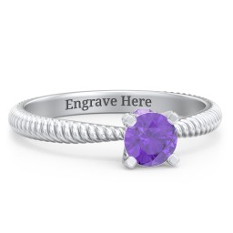 1/2 ct. Round Gemstone Peek-A-Boo Engagement Ring with Twisted Rope Band in 925 Sterling Silver