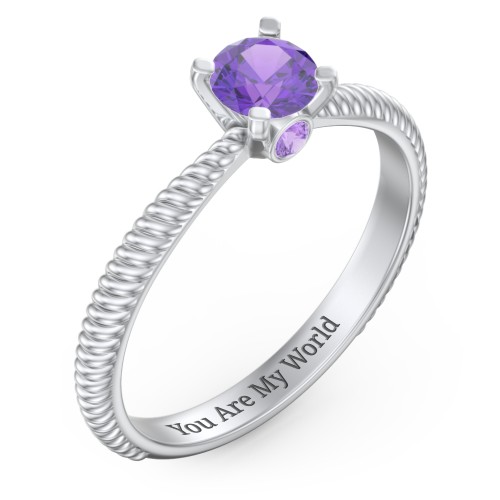 1/2 ct. Round Gemstone Peek-A-Boo Engagement Ring with Twisted Rope Band